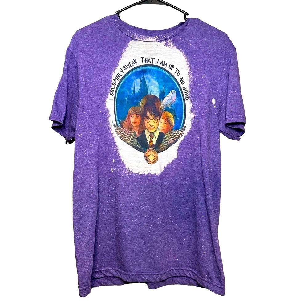 GILDAN Purple Acid Wash Harry Potter I Solemnly Swear I Am Up To No Good T-Shirt